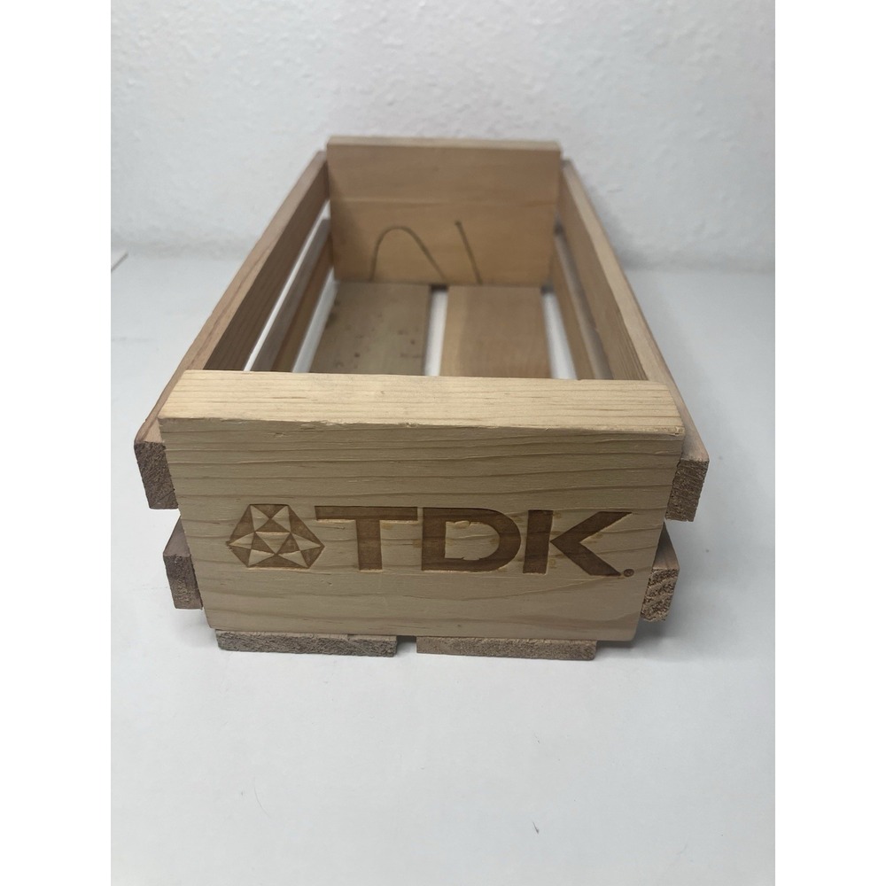TDK THE WHEREHOUSE Cassette Tape Box Wooden Storage Case Crate Holds 12 Tapes - Picture 1 of 7